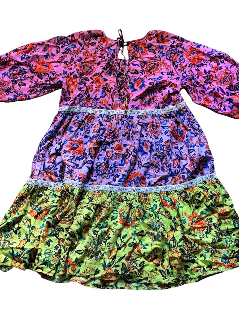 Anthropologie Mabel Mini Dress Tiered Floral Dress Womens Size Small Pink Purple - Picture 3 of 8